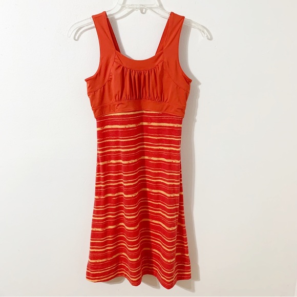 Alpine Design Sporty Scoop Neck Sleeveless Fit Flare Spandex Stripe Dress 🟥🟧 - Picture 1 of 9
